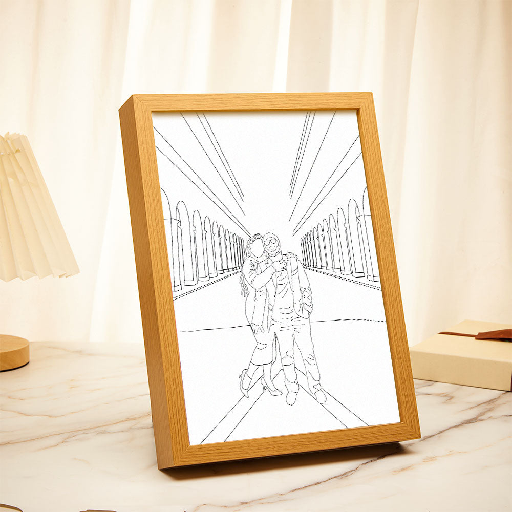 Custom Photo Lamp Personalized Line Art Light Valentine's Gifts for Her