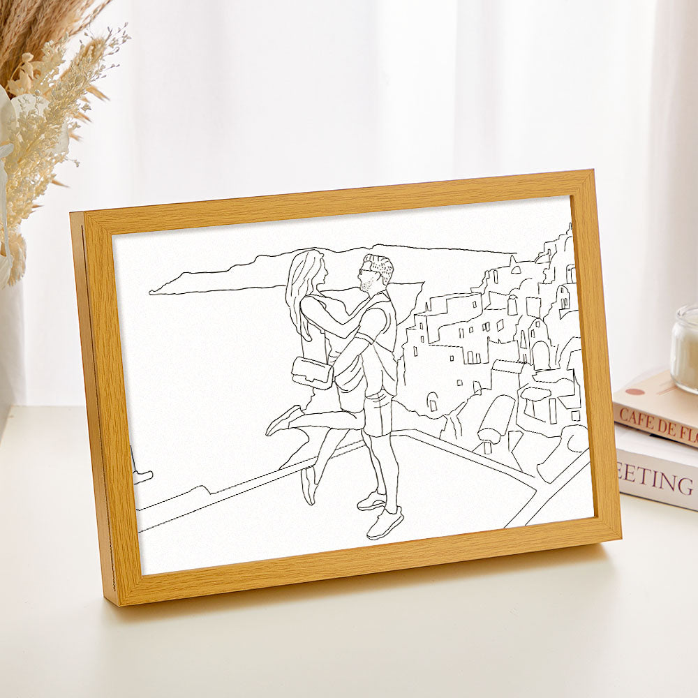Custom Photo Lamp Personalized Line Art Light Valentine's Gifts for Her