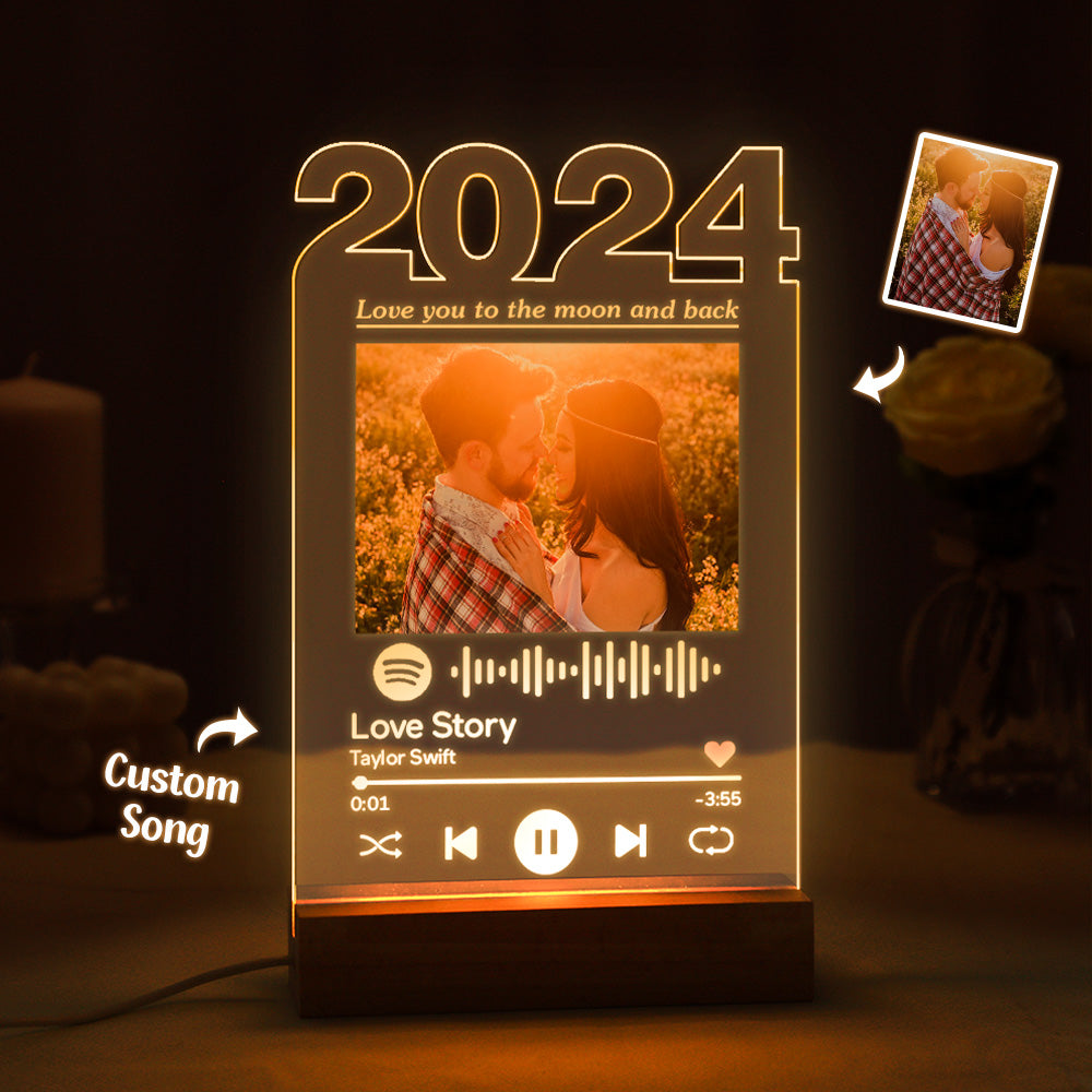 Personalized 2024 Spotify Night Light Custom Photo Lamp Room Decor Acrylic Plaque for Girlfriend