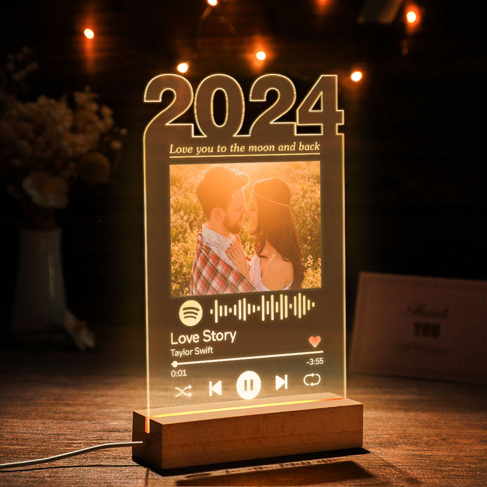 Personalized 2024 Spotify Night Light Custom Photo Lamp Room Decor Acrylic Plaque for Girlfriend