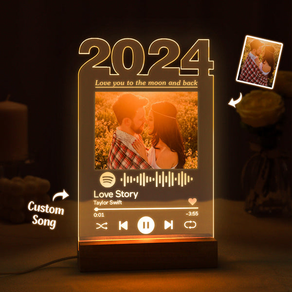 Personalized 2024 Spotify Night Light Custom Photo Lamp Room Decor Acrylic Plaque for Girlfriend - photomoonlampau