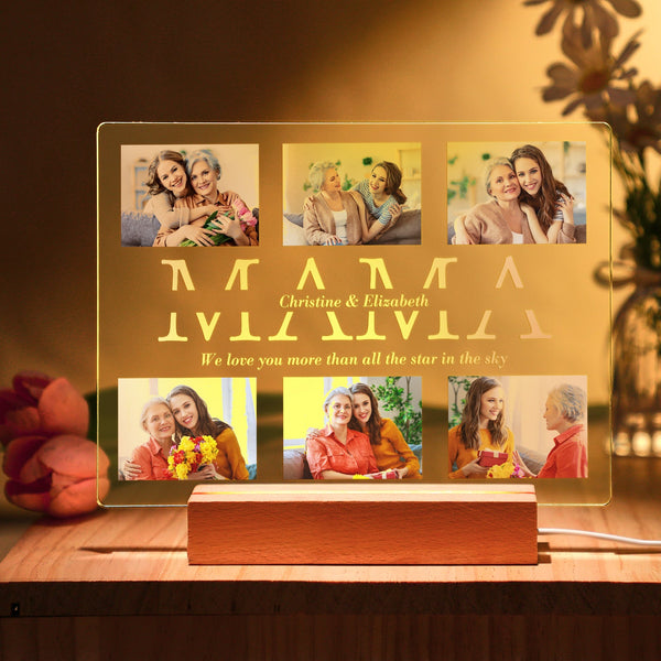 Custom Photo Night Lamp Personalized Acrylic LED Night Light with Text Mother's Day Gifts For Her - photomoonlampau