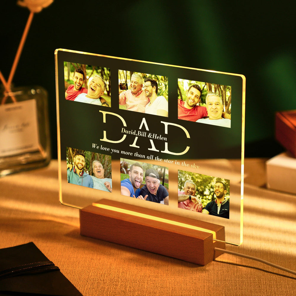 Custom Photo Night Lamp Personalized Acrylic LED Night Light with Text Father's Day Gifts For Him