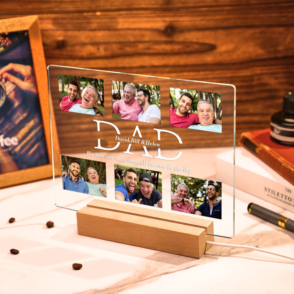 Custom Photo Night Lamp Personalized Acrylic LED Night Light with Text Father's Day Gifts For Him