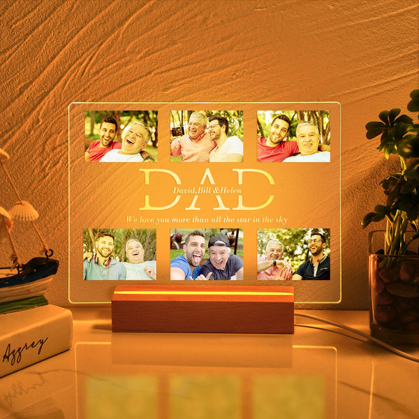 Custom Photo Night Lamp Personalized Acrylic LED Night Light with Text Father's Day Gifts For Him - photomoonlampau
