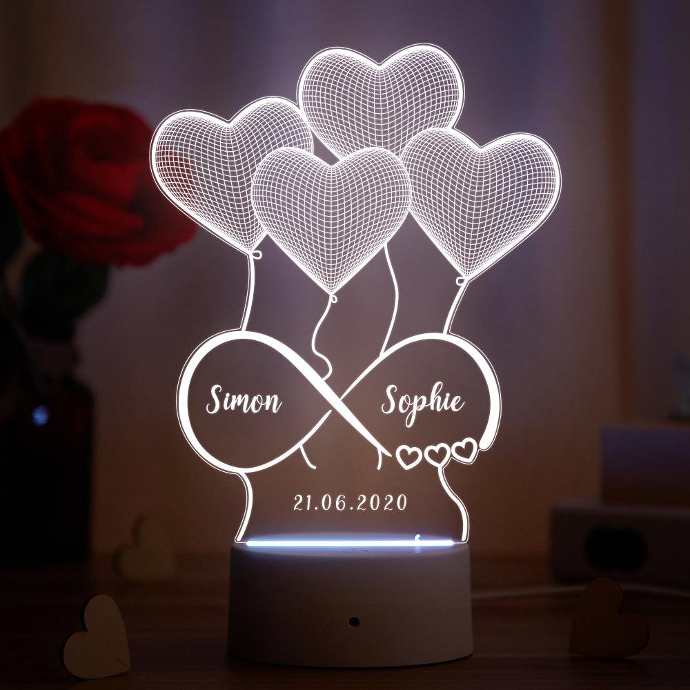 Personalised 3D Illusion Lamp Gift for Her
