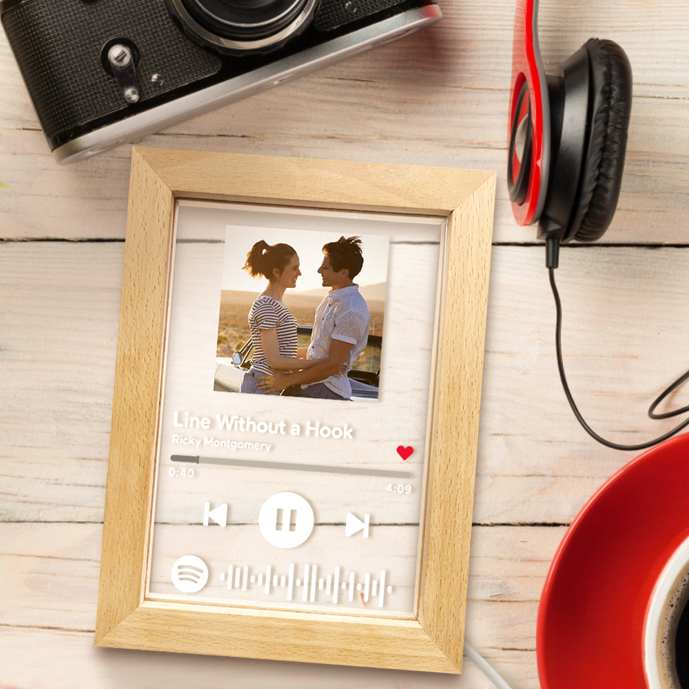 Idea for Besties Custom Scannable Spotify Code Music Art Picture Frame Nignt Light Gift for Best Friends