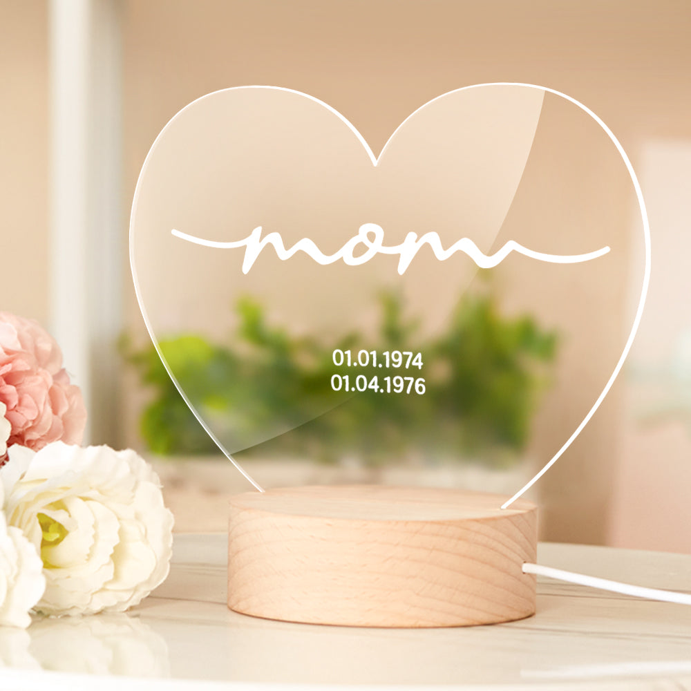 Gift Idea for Mum Night Light for Mommy Personalised Gift for Mum Mother's Day gift Custom Mom Present