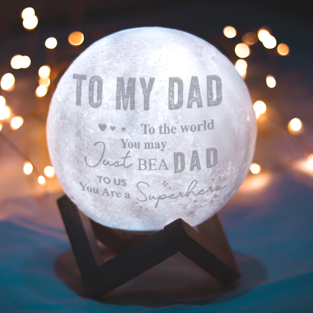 Father's Day Gift Magic 3D Personalised Photo Moon Lamp with Touch Control for Family To My Dad