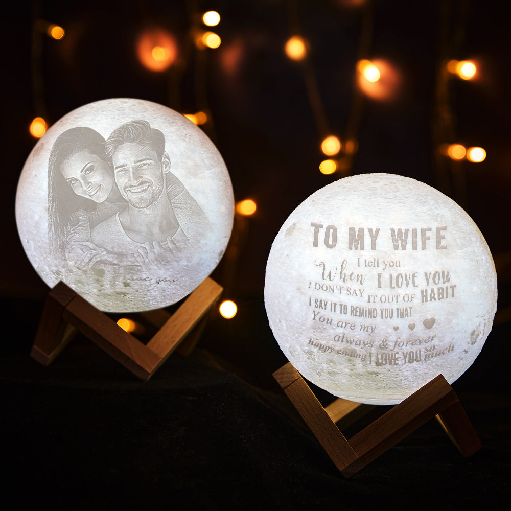 Customised Photo Moon Lamp with Touch Control To My Wife Anniversary Gift For Wife