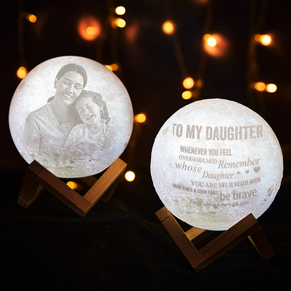 Personalised 3D Lunar Night Photo Moon Lamp - Touch Two/Three Colors To My Daughter Daughters Birthday Unique Grown Up Daughter Gifts