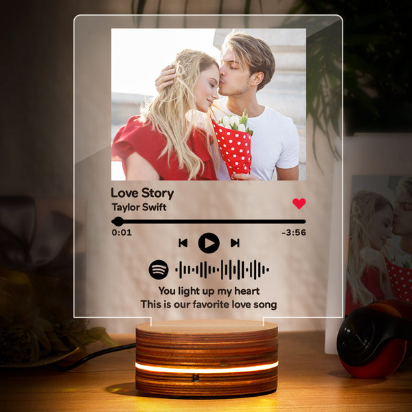 Custom Photo Spotify Code Night Light Music Plaque Night Light Romantic Gift - photomoonlampau