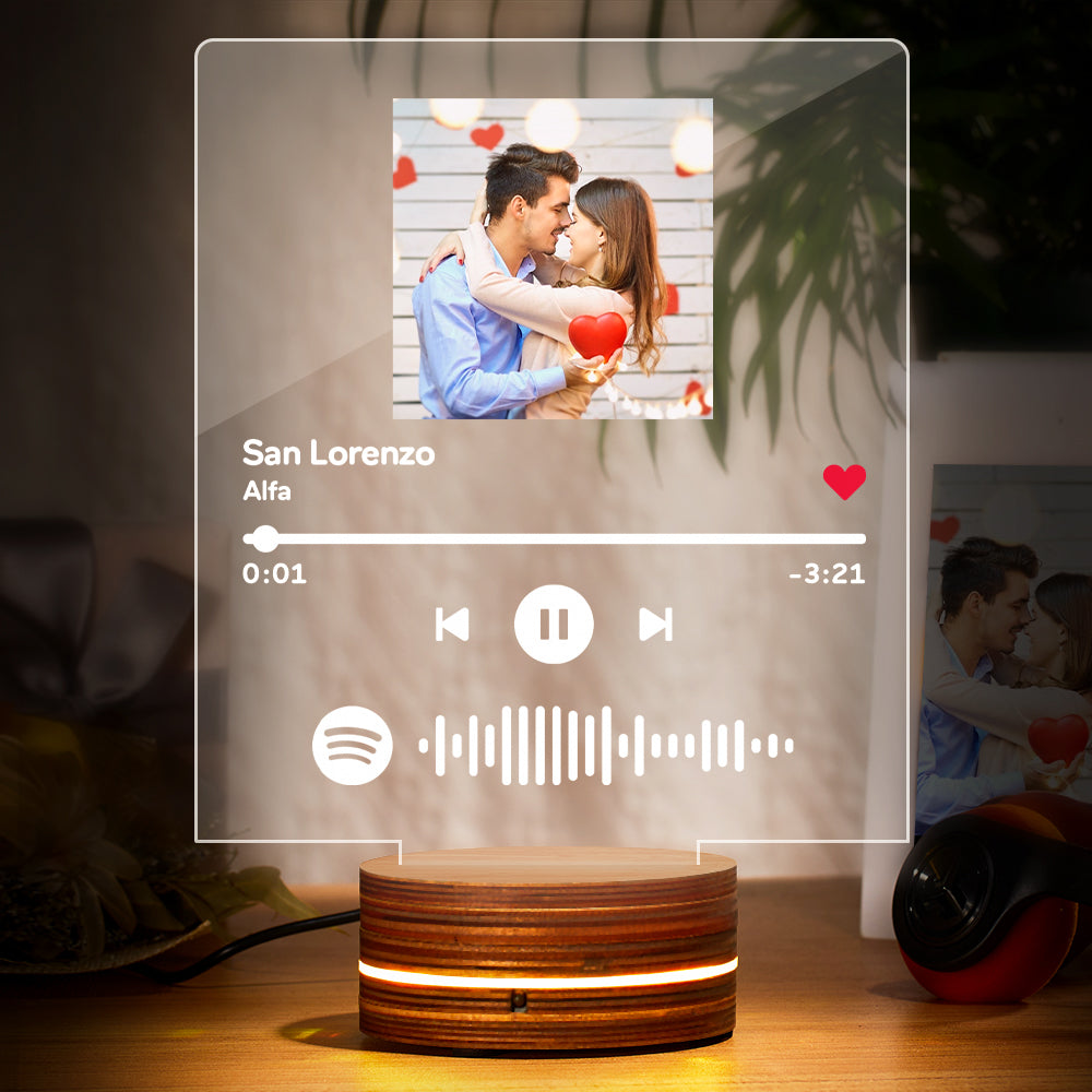 Personalized Photo Spotify Code Night Light Custom Song Lamp Couples Gift