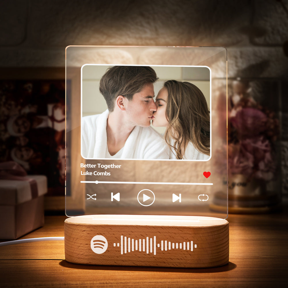 Custom Gift for Friends Scannable Custom Spotify Code Lamp Acrylic Music Plaque Night Light