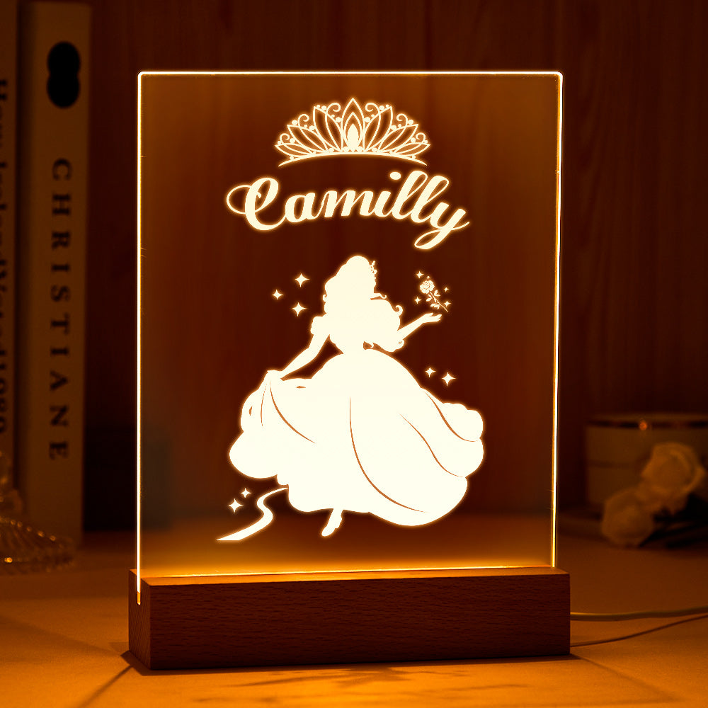 Personalised Princess Fairy Children's Night Light Nursery Lamp Custom Baby Gift