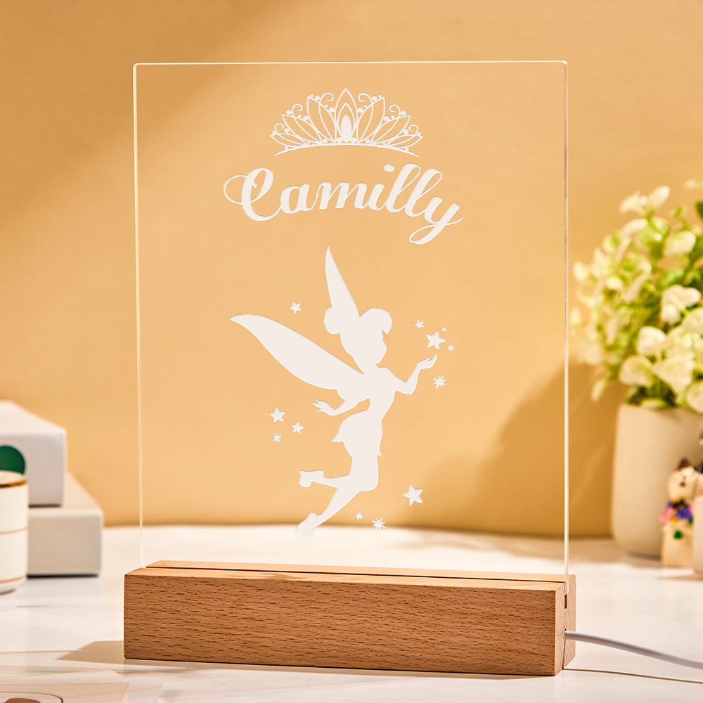 Personalised Princess Name Sign Customized Wooden Frame LED Night Lamp Decor For Child Bedroom Play Room