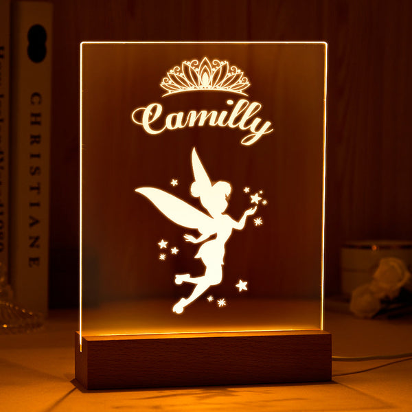 Personalised Princess Name Sign Customized Wooden Frame LED Night Lamp Decor For Child Bedroom Play Room
