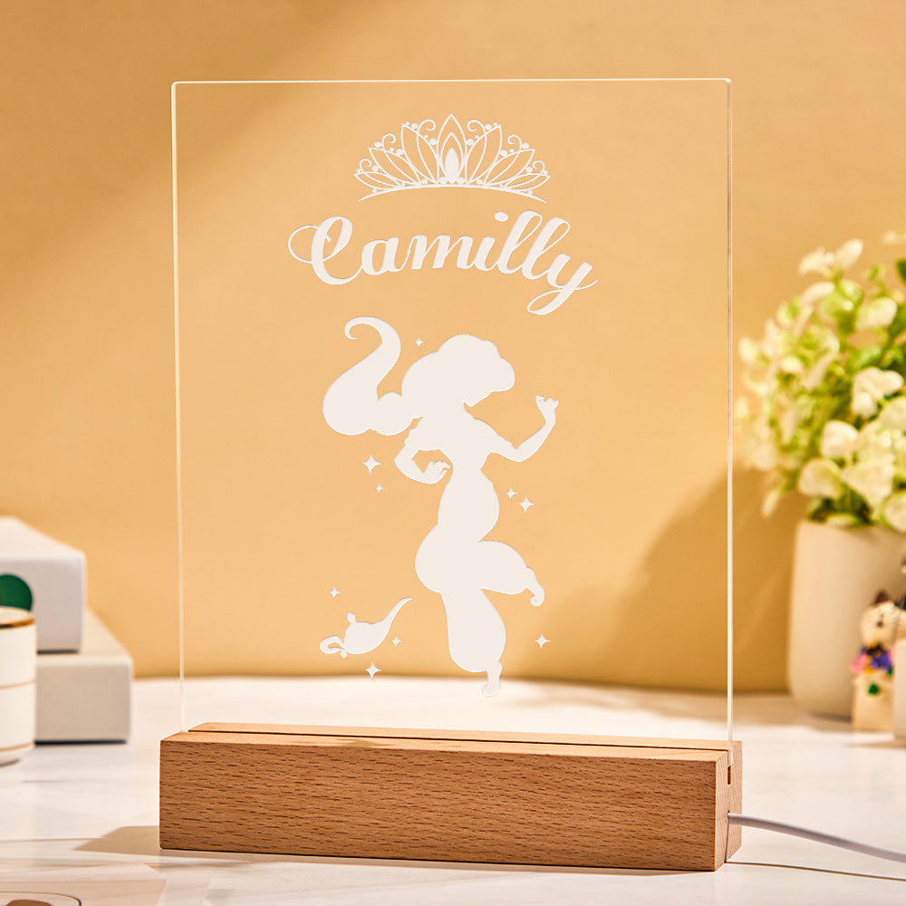 Personalised Name Children's Night Light Princess Nursery Lamp Custom Baby Gift