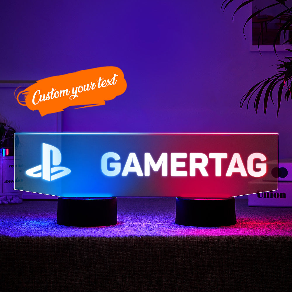 Custom Playstation Nightlight Personalised Gamertag Sign Dual Base Backlit LED Custom Gaming Gift
