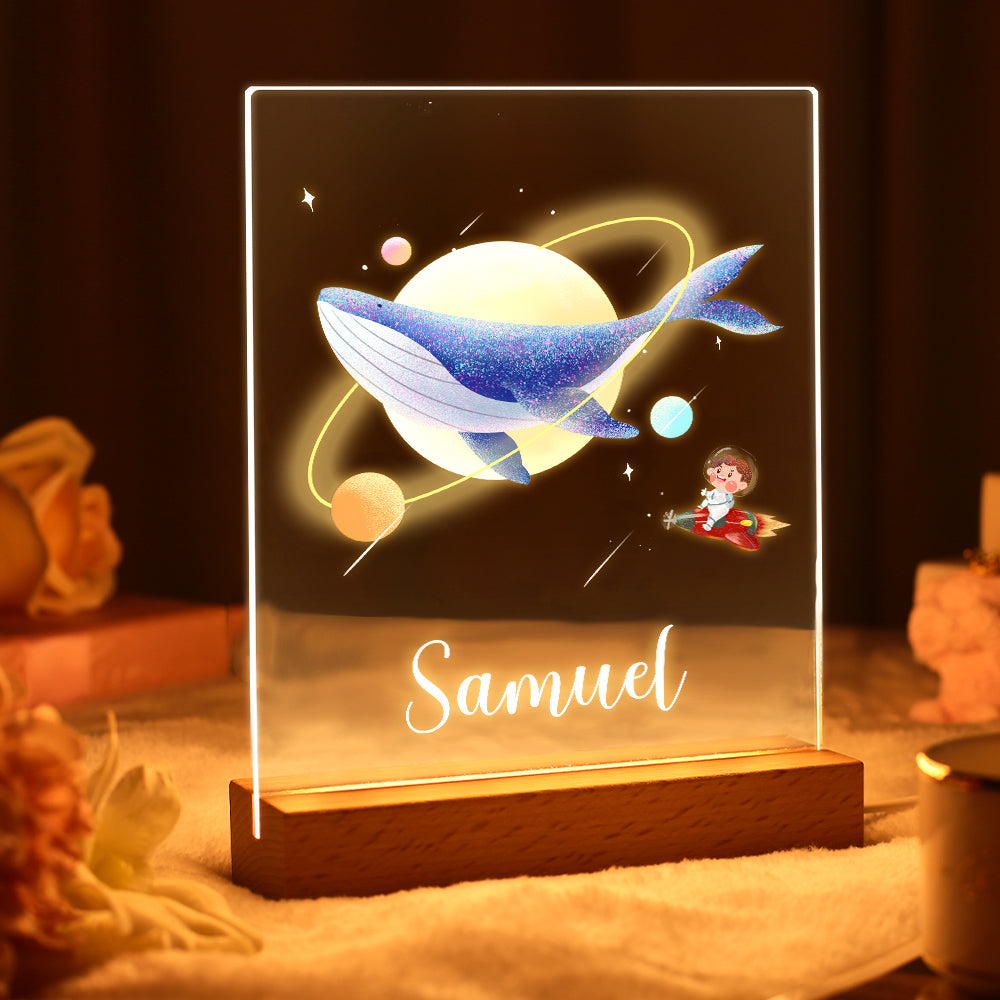 Personalised Night Led Lamp Whale Kids Bedroom Decor Night Lights for Boys