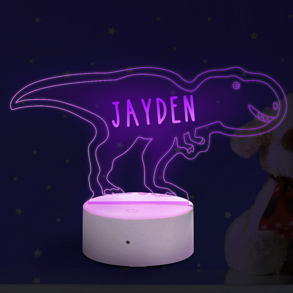 Personalised Dinosaur Lamp With Custom Name Triceratops Night Light Kid's Bedroom Decor Children's Night Light