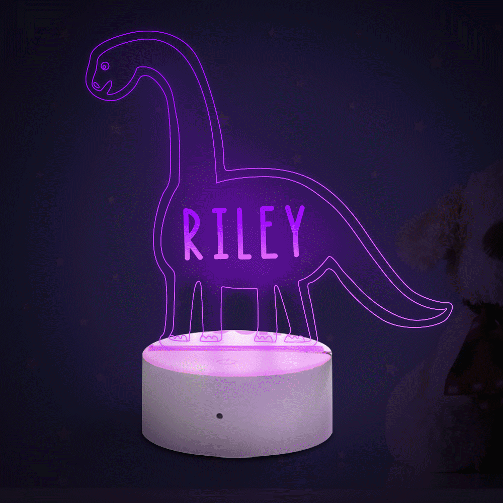 Personalised Dinosaur Lamp With Custom Name Triceratops Night Light Kid's Bedroom Decor Children's Night Light