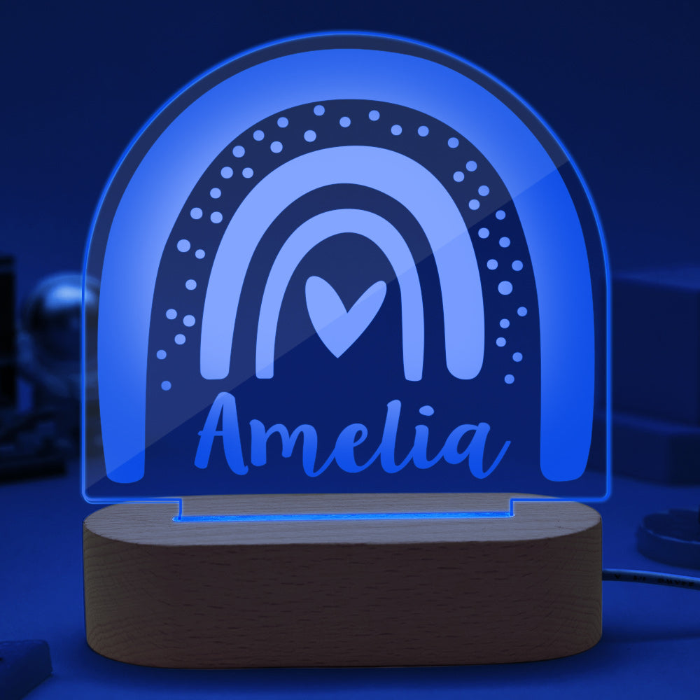 Personalised Rainbow Name Night Light Bedside Lamp Night Light For Kids