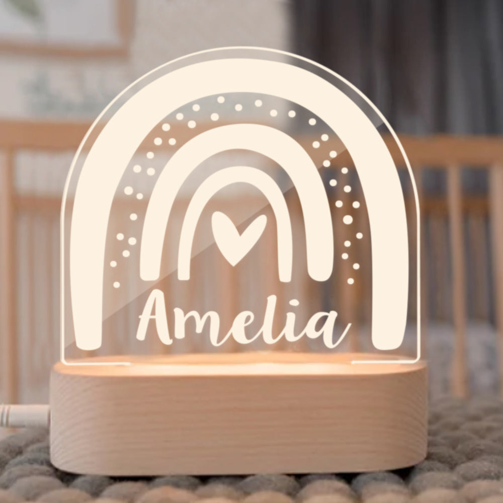 Personalised Rainbow Name Night Light Bedside Lamp Night Light For Kids