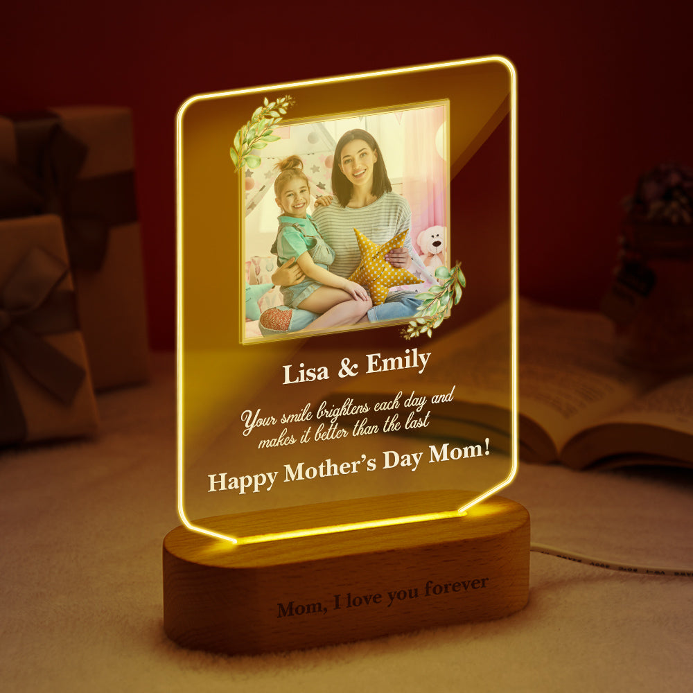 Personalised Photo Led Light Gift for Mom Lamp With Engraved Portrait Home Decoration Mother's Day Gift