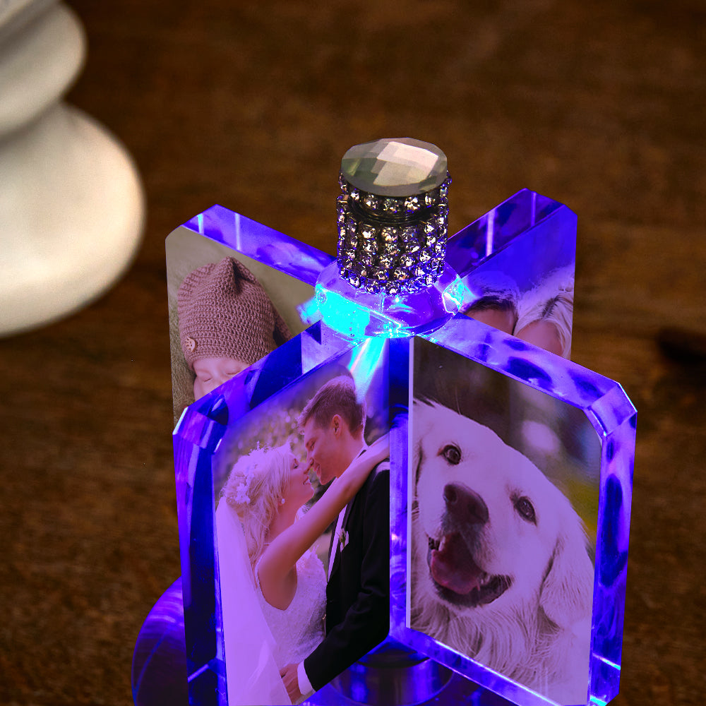 Custom Photo Windmill Crystal Lamp Decoration Photo Night Light Gift for Lover