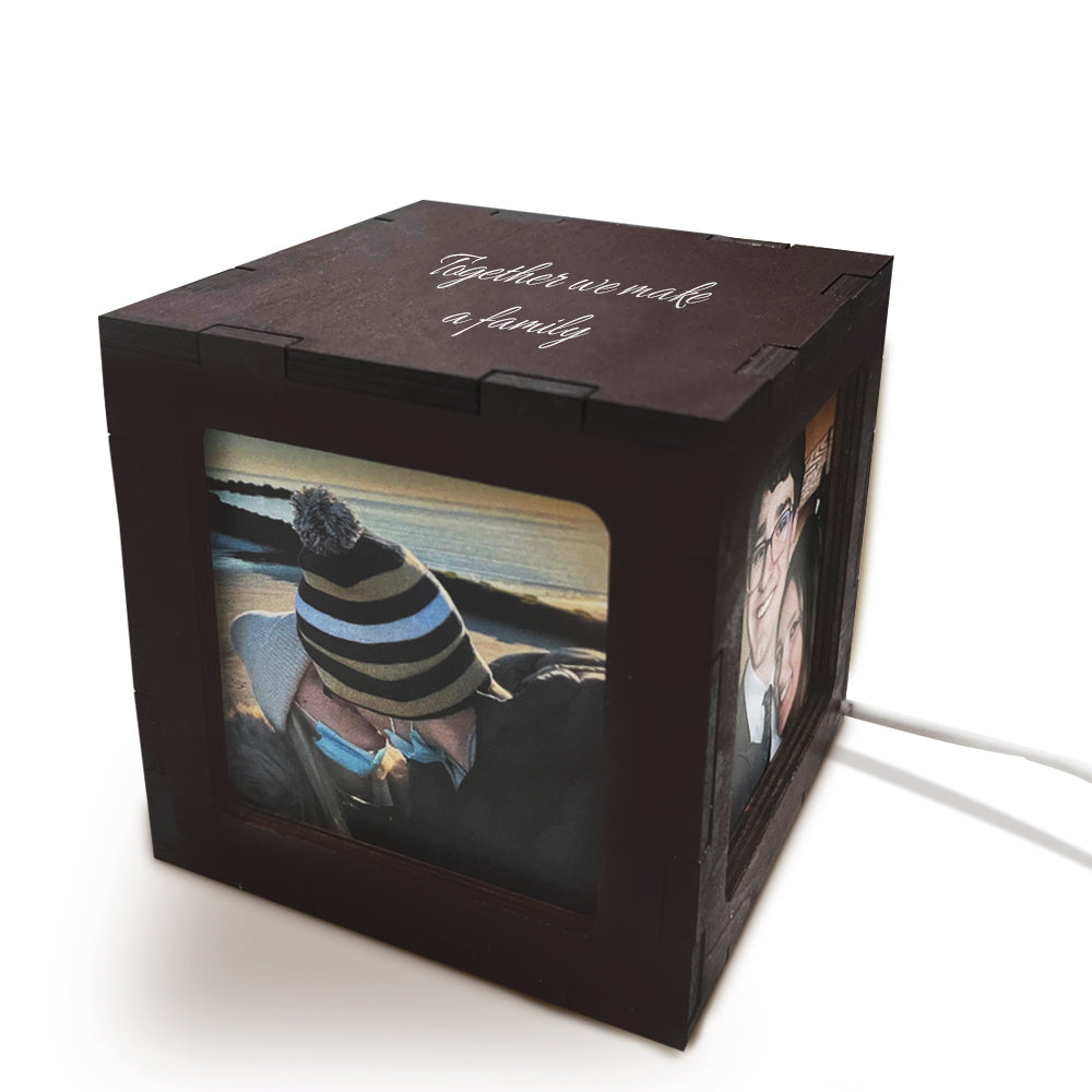 Custom Photo Cube Box Light Personalised Wooden Photo Frame Night Light Gift