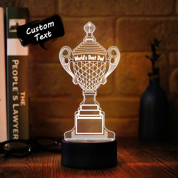 Personalised Trophy Lamp With Custom Text Color Night Light Bedroom Decor Father's Day Gifts - photomoonlampau