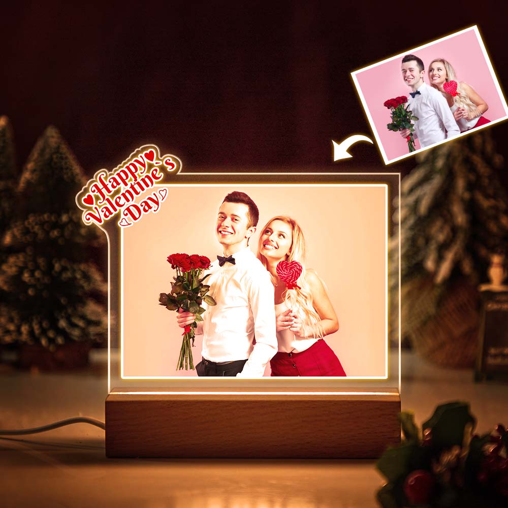 Custom LED Night Light Personalised Photo Frame Plaque Gift for Valentine