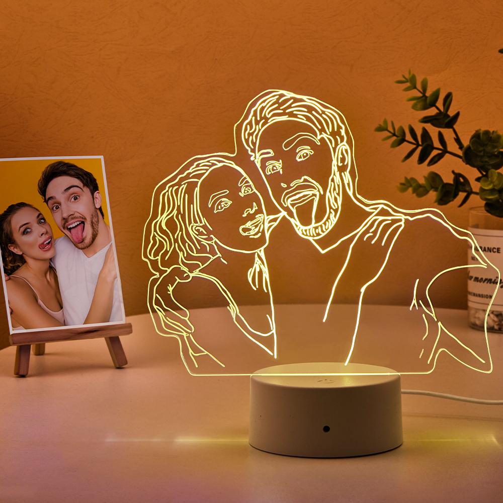 Personalised 3D Photo LED Light Home Decoration Lamp With Engraved Portrait Best Gifts Night Light