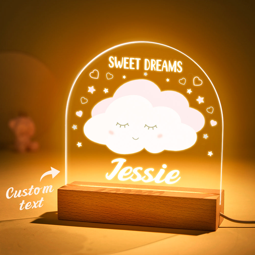 Personalized Pink Cloud Lamp with Custom Night Light for Baby Girl