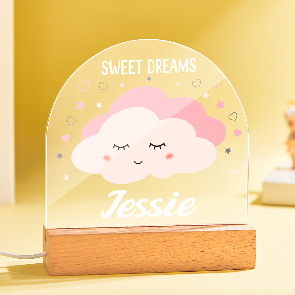 Personalized Pink Cloud Lamp with Custom Night Light for Baby Girl