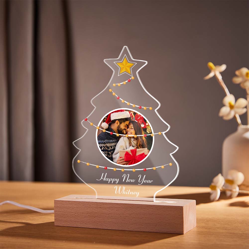 Personalised Christmas Tree Photo Night Light Custom Engraved 3D Lamp 7 Colors Acrylic Night Light Christmas Day Gifts