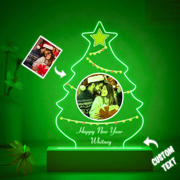 Personalised Christmas Tree Photo Night Light Custom Engraved 3D Lamp 7 Colors Acrylic Night Light Christmas Day Gifts - photomoonlampau