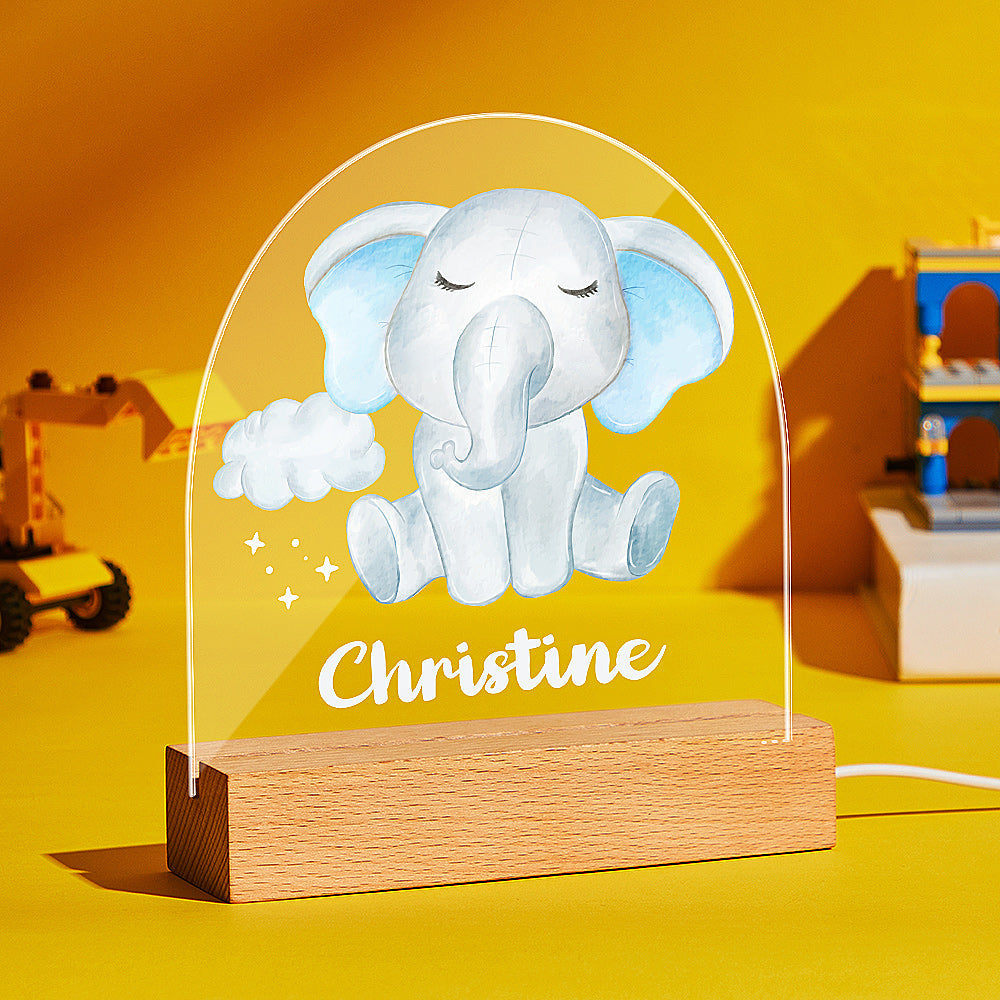 Custom Fairy Night Lamp with Little Lovely Elephant the Birthday Gift For Baby Boy Nursery Decor Bedroom