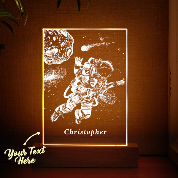 Custom Name Acrylic Night Light Personalised 3D Lamp Astronaut Desk Lamp Gift for Kids Adult