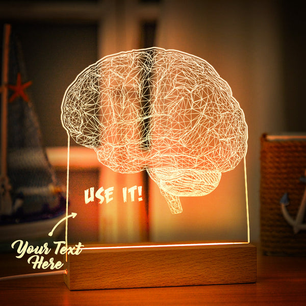 Custom Name Acrylic Night Light Personalised Lamp Brain Use it Desk Lamp Gift for Kids Adult