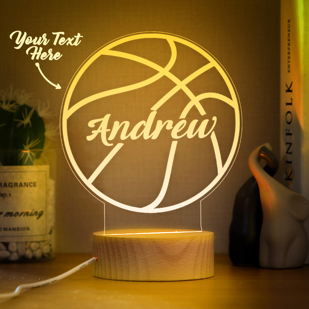 Custom Name Acrylic Night Light Basketball Design, Gifts For Boys, Birthday Gifts For Kids