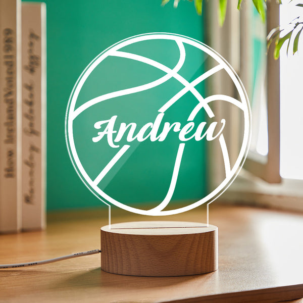 Custom Name Acrylic Night Light Basketball Design, Gifts For Boys, Birthday Gifts For Kids
