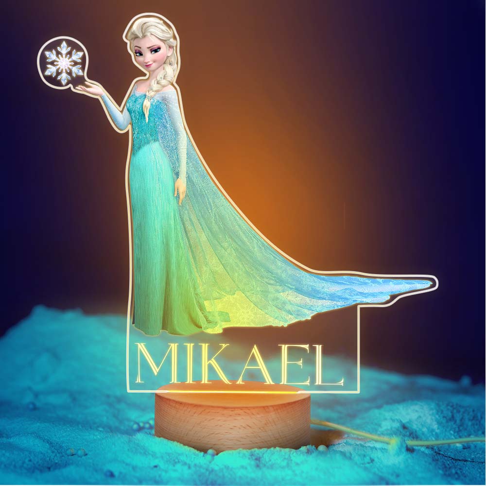 Frozen Elsa Customized Night Light with Personalised Name the Gift For Kids Nursery Decor