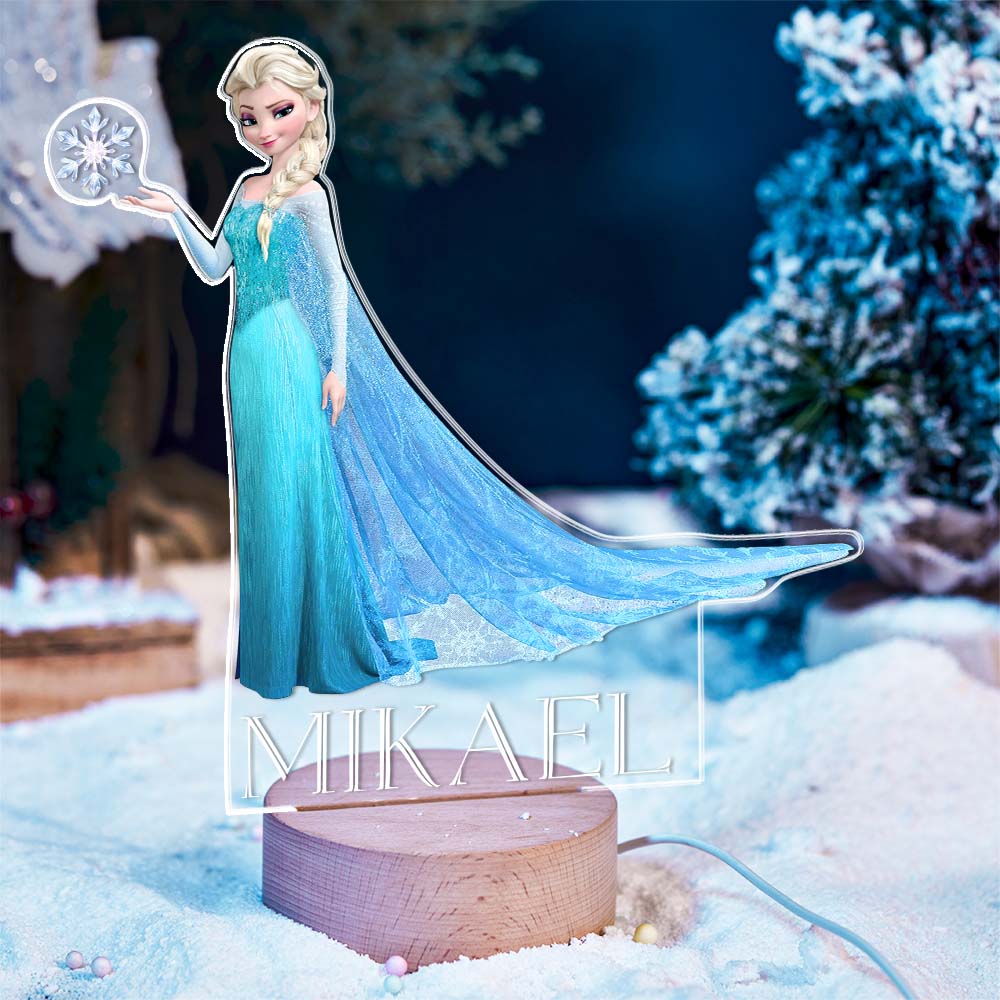 Frozen Elsa Customized Night Light with Personalised Name the Gift For Kids Nursery Decor