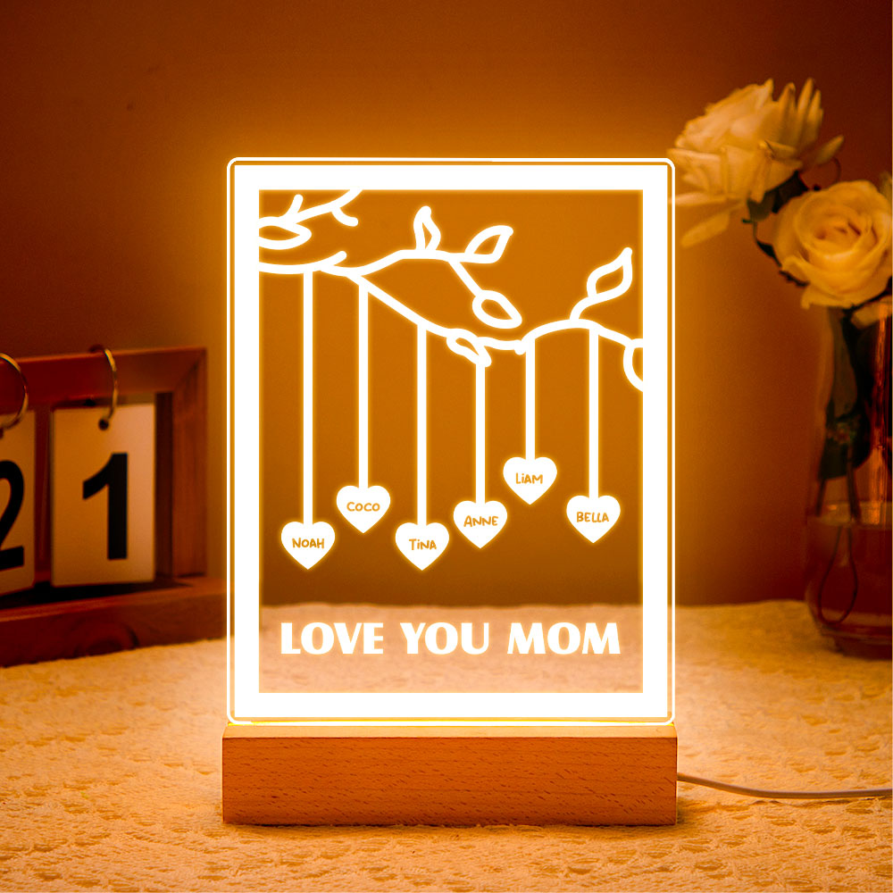 Personalized Led Night Light Tree of life Genealogical Tree with Custom Family First Name and Text