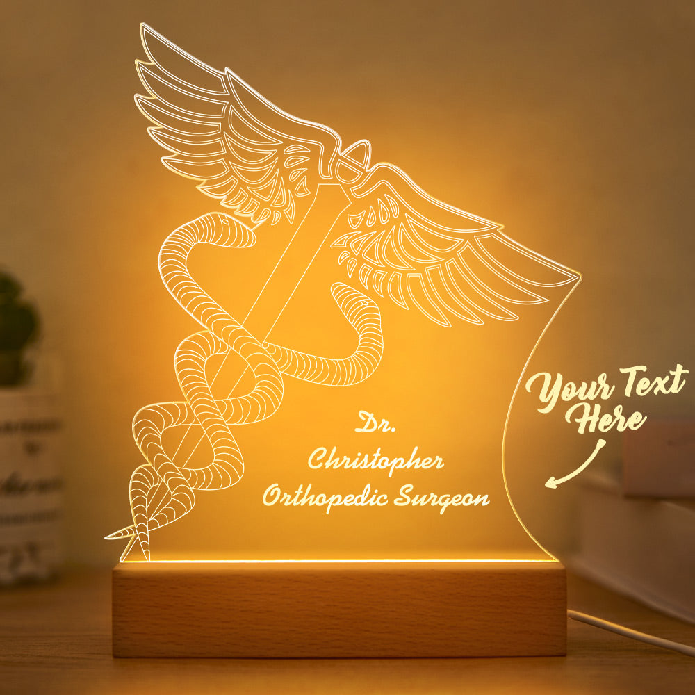 Personalized Acrylic Led Desk Lamp with Medical Sign Night Light Special Gift for Doctor, Dentist