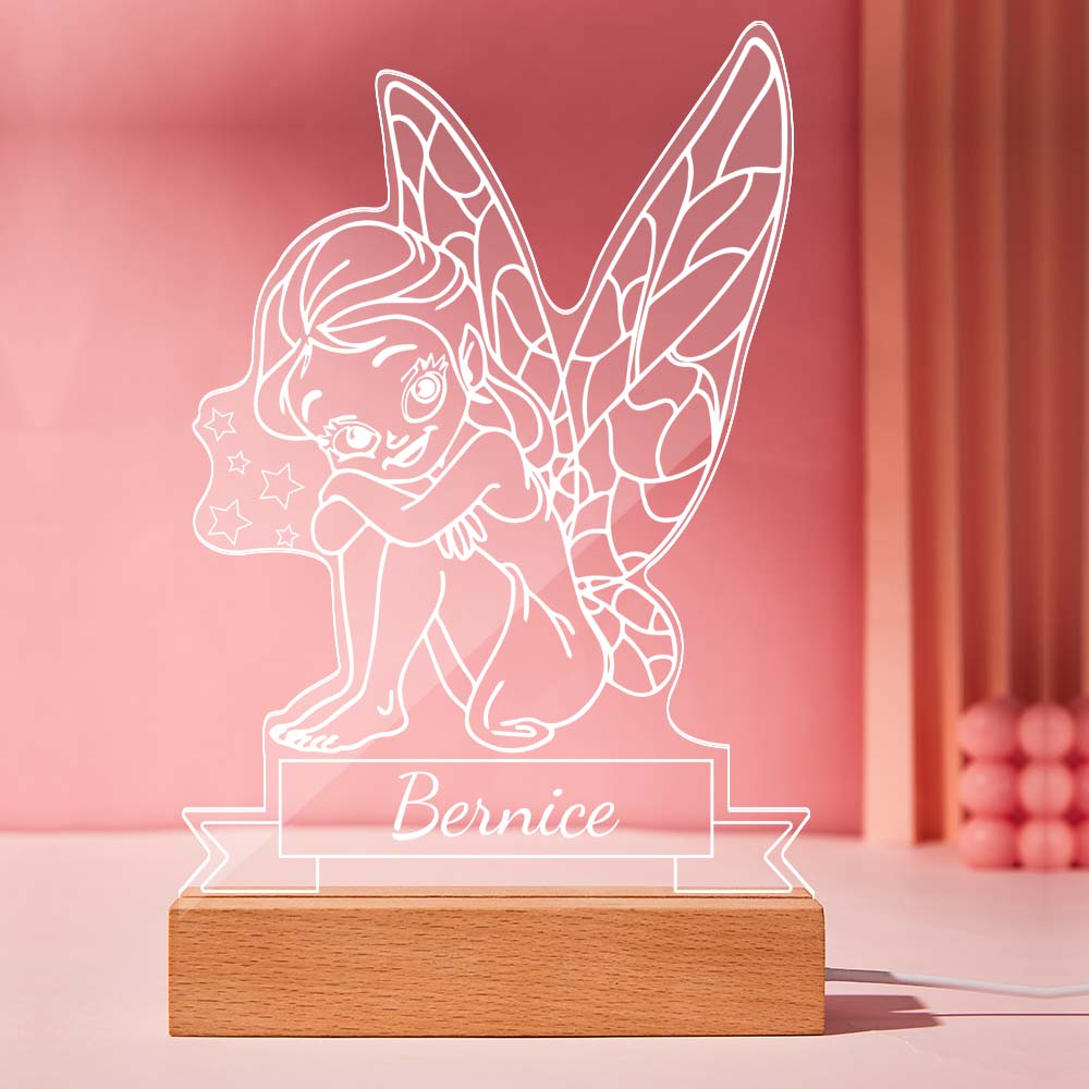 Custom Name Acrylic Night Light Personalised Lamp FAIRY Desk Lamp Gift for Girl or Adult