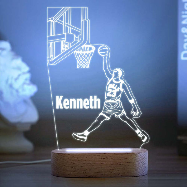 Custom Name Acrylic Night Light Personalised Lamp Basketball Desk Lamp Gift for Boys or Adult
