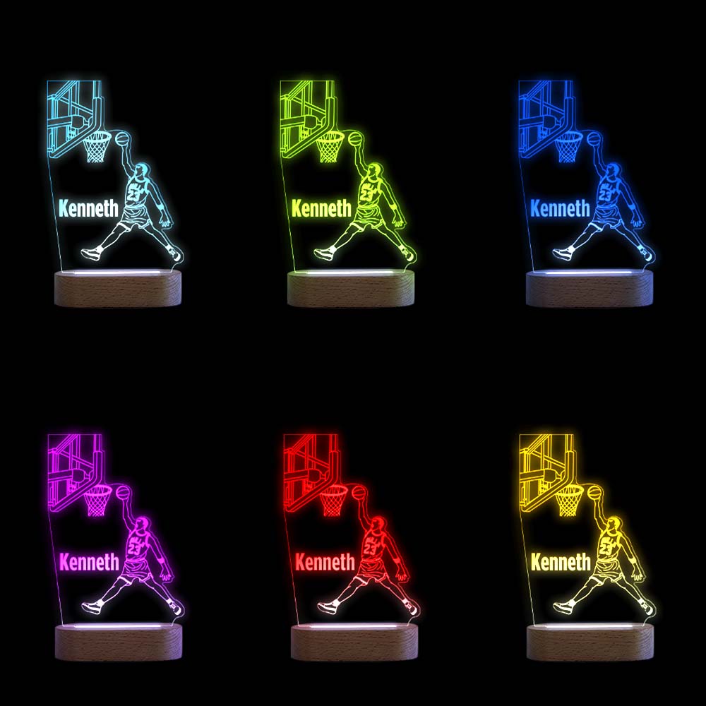 Night Light Custom Name Acrylic Night Light Personalised Lamp Basketball Desk Lamp Gift for Boys or Adult
